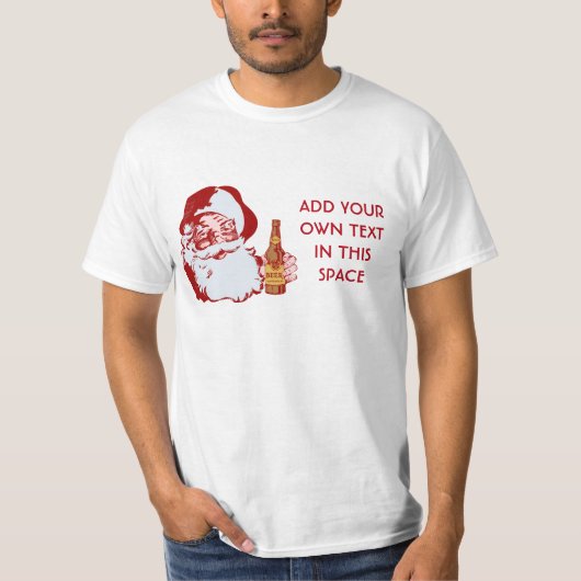 Retro Santa Claus met Beer Creëer Your Ewn T-shirt (Voorkant)