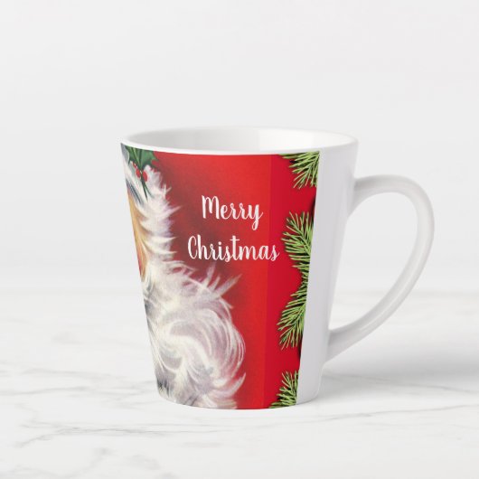  Retro Santa Claus met kerstboom Latte Mok (Rechts)
