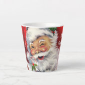  Retro Santa Claus met kerstboom Latte Mok (Voorkant)