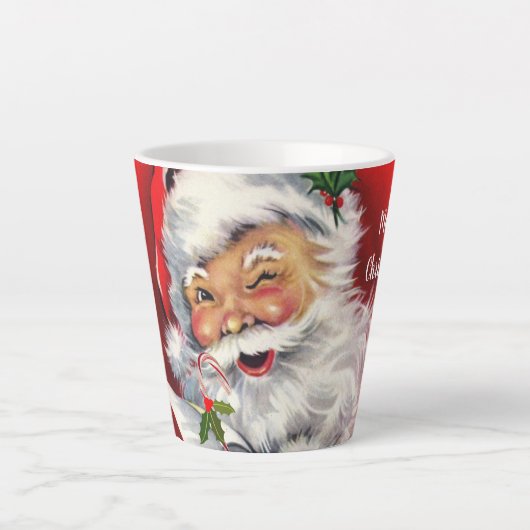  Retro Santa Claus met kerstboom Latte Mok (Voorkant)