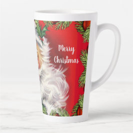 Retro Santa Claus met kerstboom Latte Mok