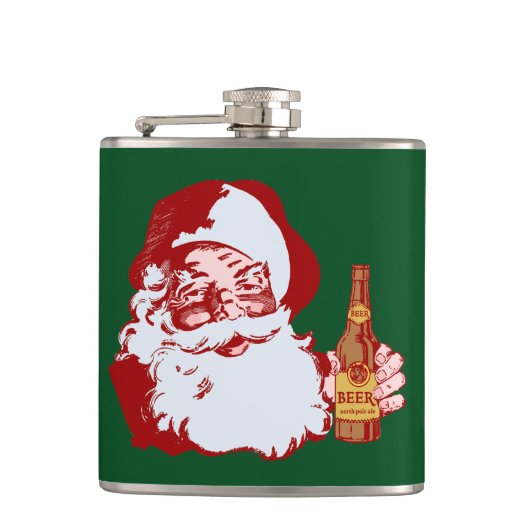Retro Santa Claus met kerstmis Heupfles (Voorkant)