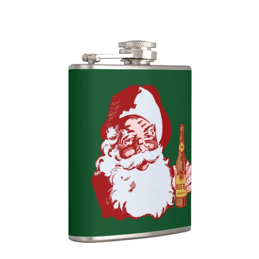 Retro Santa Claus met kerstmis Heupfles (Rechts)