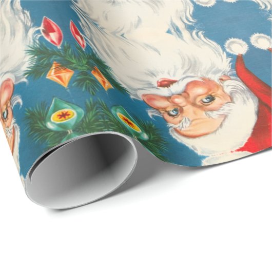Retro Santa Claus met sierpapier Cadeaupapier (Rol Hoek)