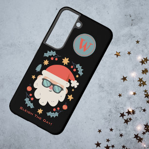 Retro Santa Claus Monogram Initiaal Samsung Galaxy Hoesje