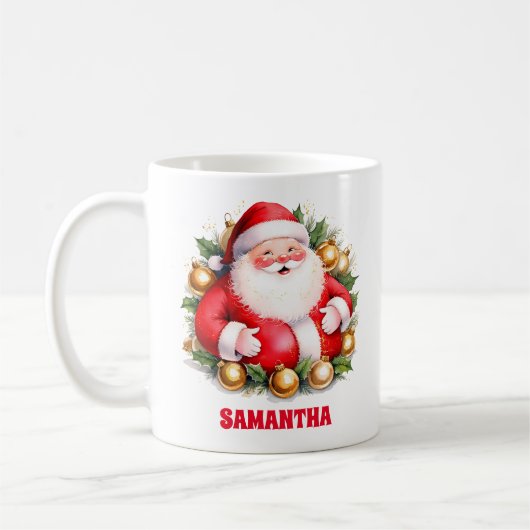 Retro Santa Claus Noël Enfants Chocolat Chaud Mug (Gauche)