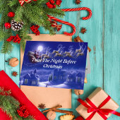 Retro Santa Claus Reindeer Blue Moon Kaart