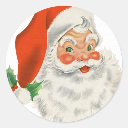  Retro Santa Claus Ronde Sticker (Voorkant)