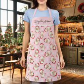  Retro Santa Claus Roze Gepersonaliseerd Schort