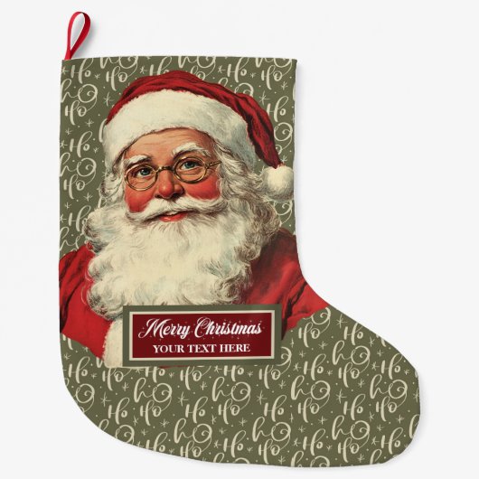 Retro Santa Claus Stocking Ouderwetse vakantie Grote Kerstsok (Voorkant)