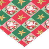 Retro Santa Claus Tartan Plaid Kerstmis Korte Tafelloper (Hoek)