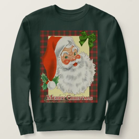 Retro Santa Claus Vintage Kerstmis Trui (Design voorkant)