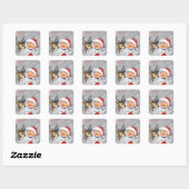 Retro Santa en Reindeer die kerstlied zingen Vierkante Sticker (Vel)