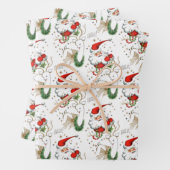 Retro Santa en rendier  Inpakpapier Vel (In situ)