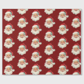 Retro Santa Face Christmas Red Cadeaupapier (Vlak)