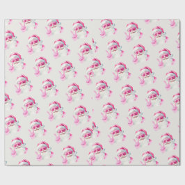 Retro Santa Face Peace Sign Christmas White Cadeaupapier