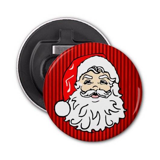 Retro Santa Face Red Button Flesopener (Voorkant)