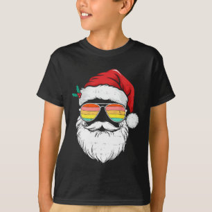 Retro Santa Face Zonnebril Kerst Xmas Mannen Vrouw T-shirt