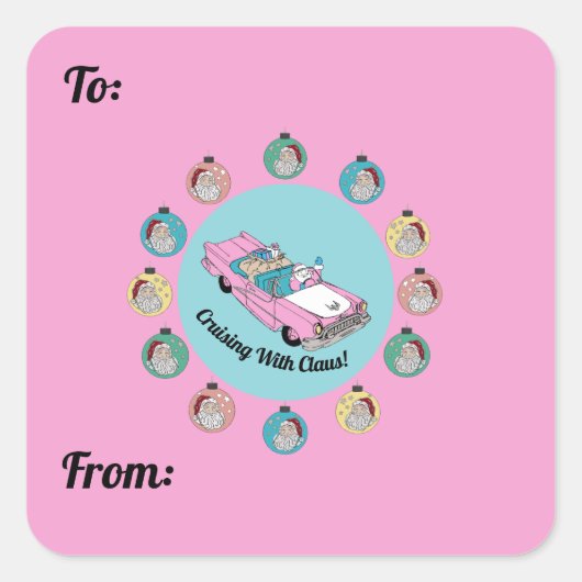Retro Santa Favor Vierkante Sticker (Voorkant)