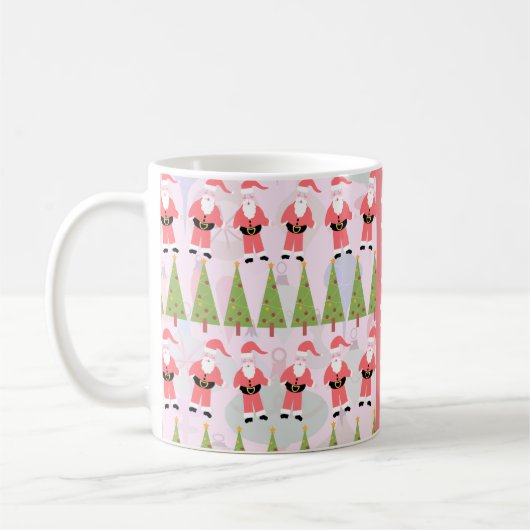 Retro Santa Fun Holiday Pattern Retro Koffiemok (Links)