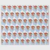 Retro Santa gezicht Kerstmis Cadeaupapier (Vlak)