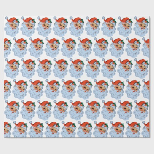 Retro Santa gezicht Kerstmis Cadeaupapier (Vlak)