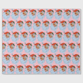 Retro Santa gezicht Kerstmis Cadeaupapier (Vlak)