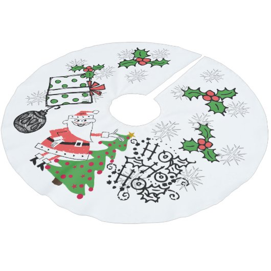 Retro Santa Ho Ho Kerstboomrok Kerstboom Rok (Gekanteld)