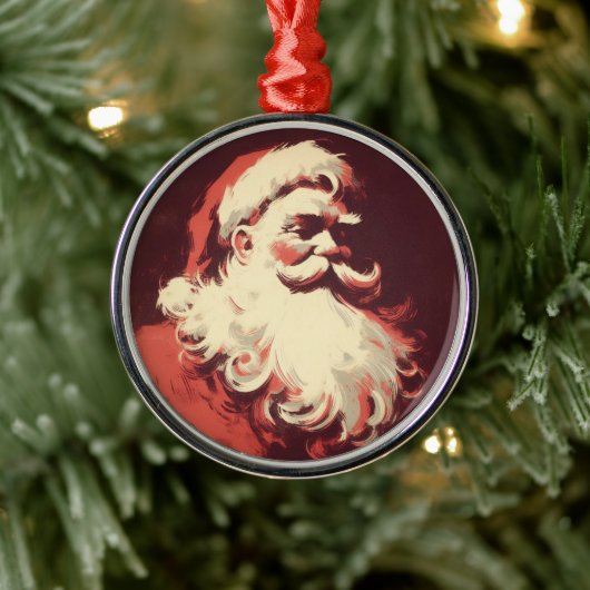 Retro Santa Illustratie Metalen Ornament (Boom)