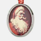 Retro Santa Illustratie Metalen Ornament (Links)