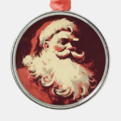 Retro Santa Illustratie Metalen Ornament (Voorkant)
