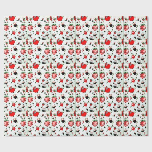 RETRO SANTA IN EEN BALLOON WRAPPINGPAPIER CADEAUPAPIER (Vlak)