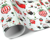 RETRO SANTA IN EEN BALLOON WRAPPINGPAPIER CADEAUPAPIER (Rol Hoek)