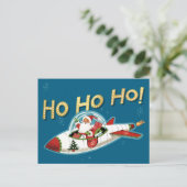 Retro Santa in Rocket Ho Ho Ho Non-Photo Christmas Feestdagenkaart (Staand voorkant)