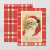 Retro Santa | Kaart met rode kerstmis (Voorkant / Achterkant)