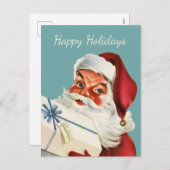 Retro Santa  kerst Feestdagenkaart (Voorkant / Achterkant)