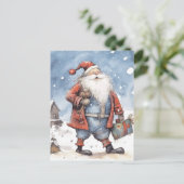 Retro santa kerst feestdagenkaart (Staand voorkant)