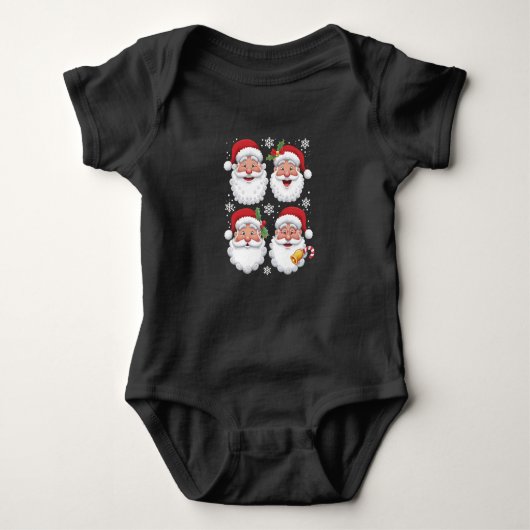Retro Santa Kerstcadeau Kerstmis Matching Familie Romper (Voorkant)
