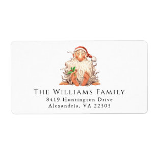 Retro Santa Kerstfeestdag Etiket