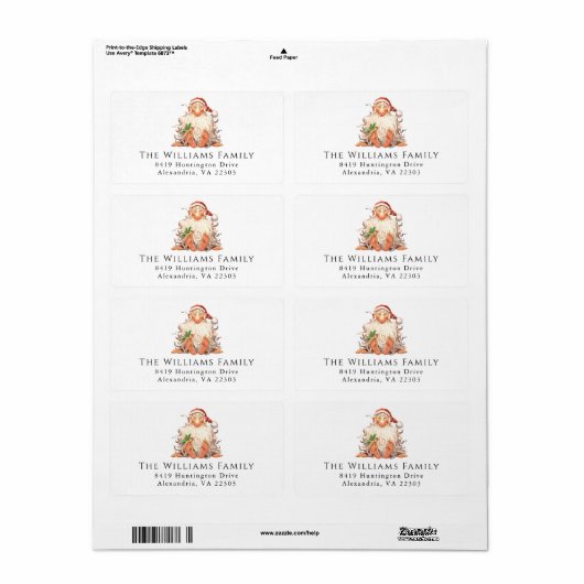 Retro Santa Kerstfeestdag Etiket (Full Sheet)