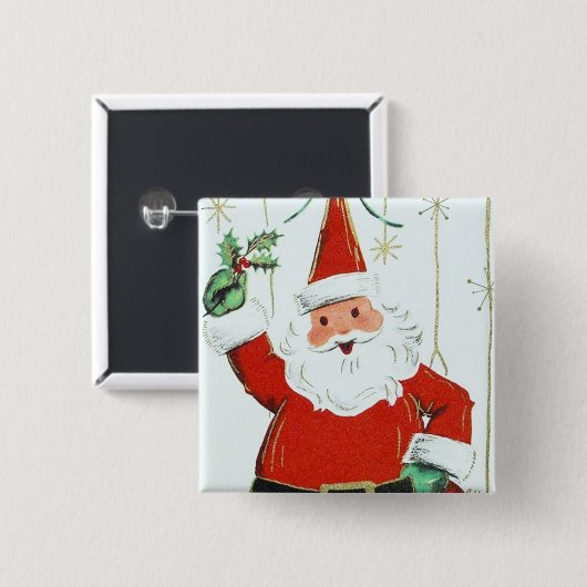 retro Santa Kerstfeestdag knop Vierkante Button 5,1 Cm (Voorkant /achterkant)