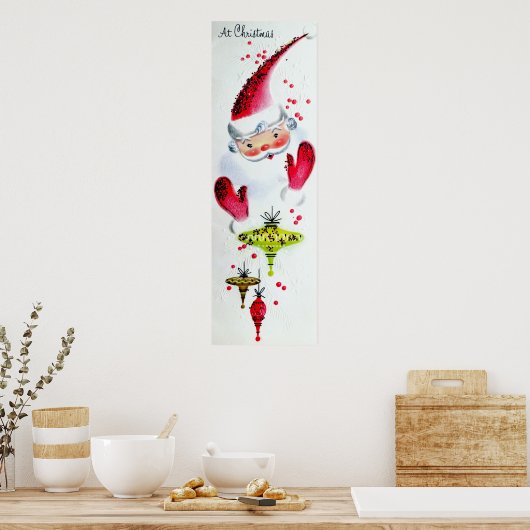 retro Santa Kerstfeestdag poster (Keuken)