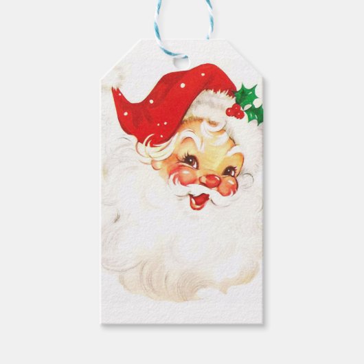 Retro Santa Kerstmis Label met cadeau Cadeaulabel (Voorkant)