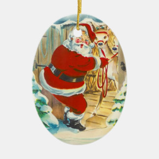 Retro Santa kerstversiering Keramisch Ornament