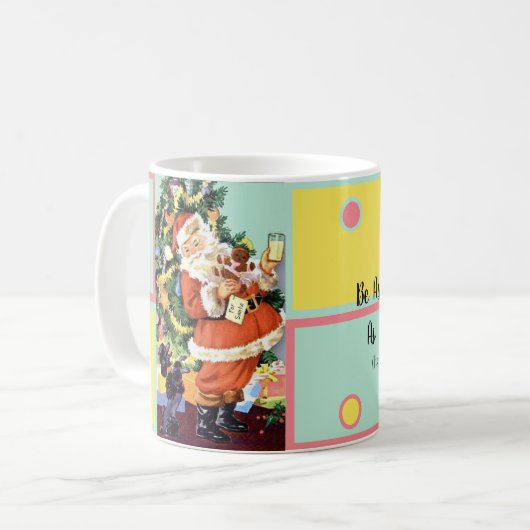 Retro Santa, Koekjes en Melk, en Dansende Poodle Koffiemok (Voorkant links)