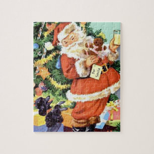 Retro Santa, Koekjes en Melk, en Dansende Poodle Legpuzzel