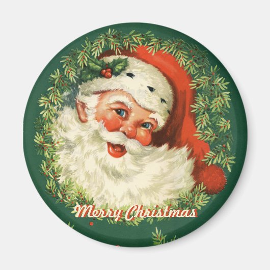 Retro Santa Magnet Magneet (Voorkant)