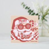 Retro Santa Merry Bright Groovy kerstKaart (Staand voorkant)