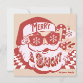 Retro Santa Merry Bright Groovy kerstKaart (Voorkant)