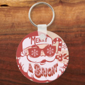 Retro Santa Merry en Bright Groovy Sleutelhanger (Voorkant)